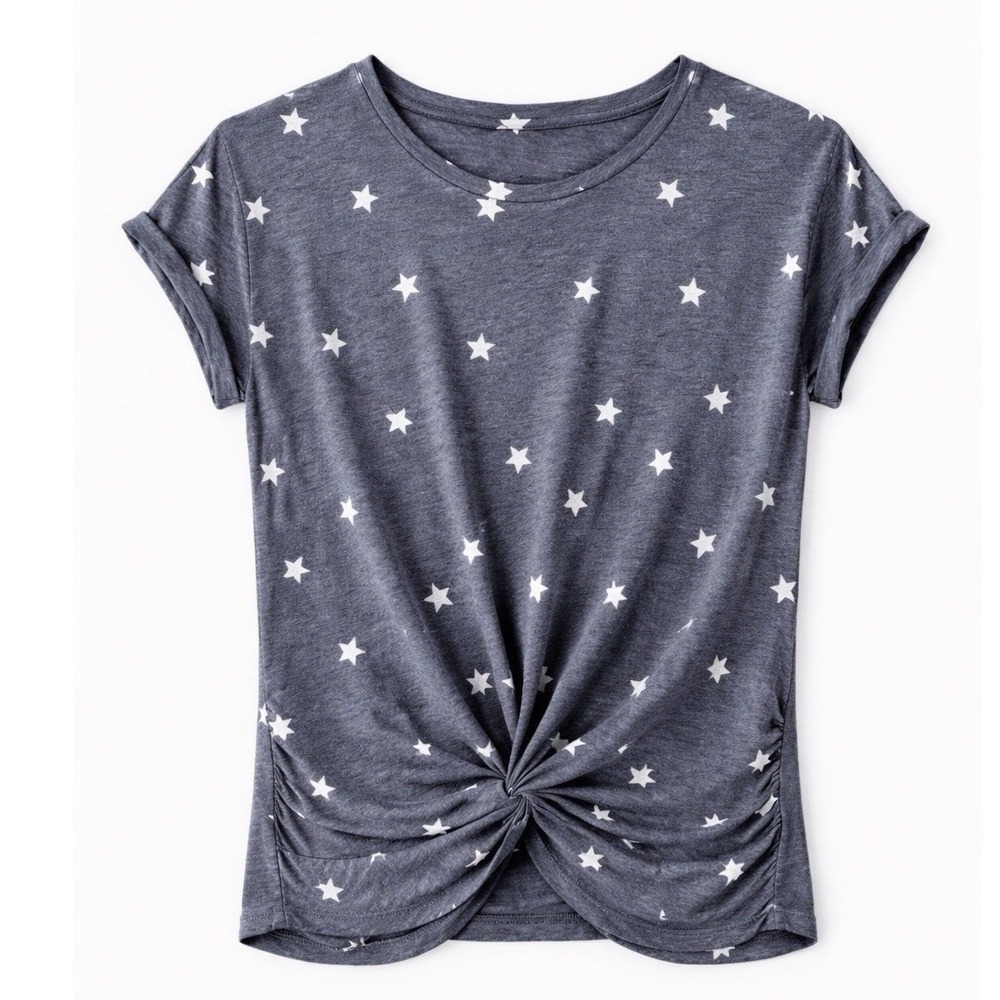 Lucky Brand Women's Blue W/ Stars Lightweight Cotton Tee T-shirt Sm July 4th